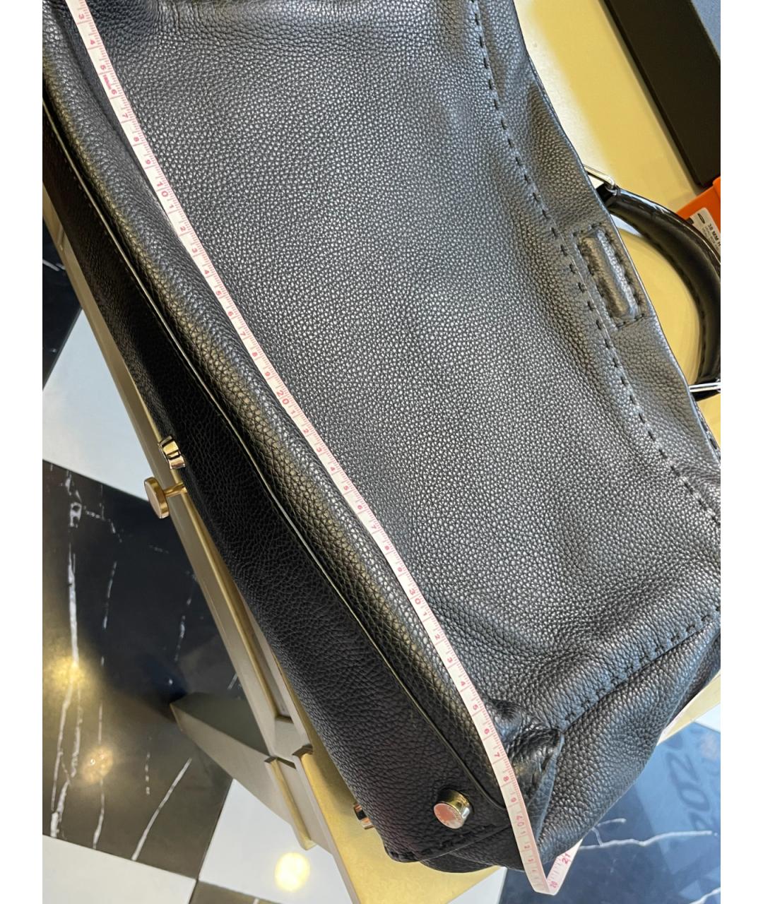 FENDI Черная кожаная сумка тоут, фото 8