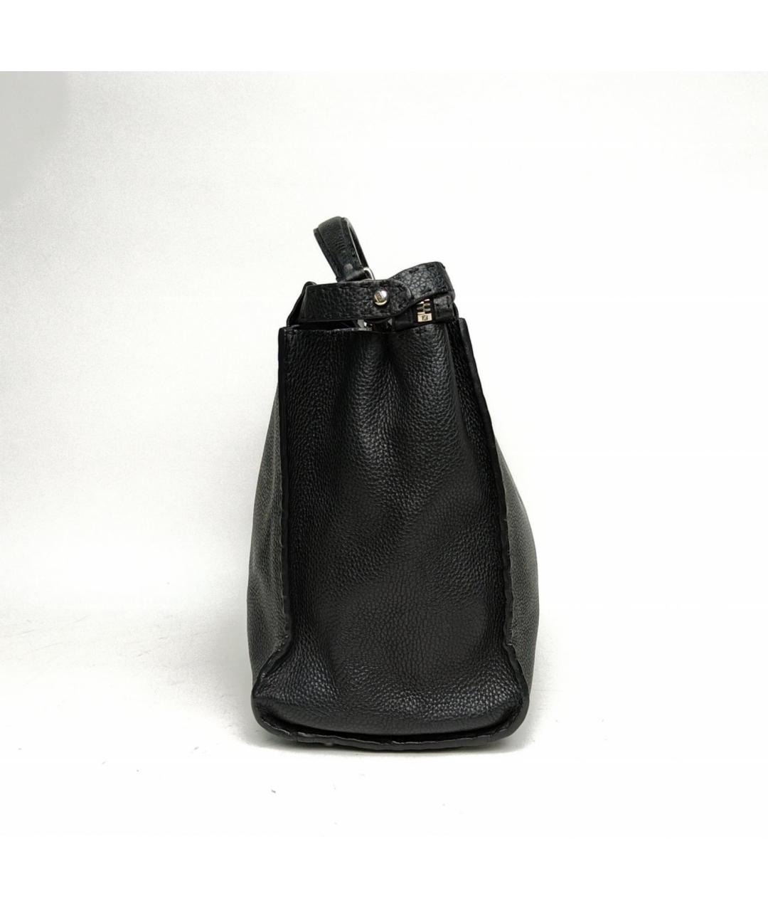 FENDI Черная кожаная сумка тоут, фото 3
