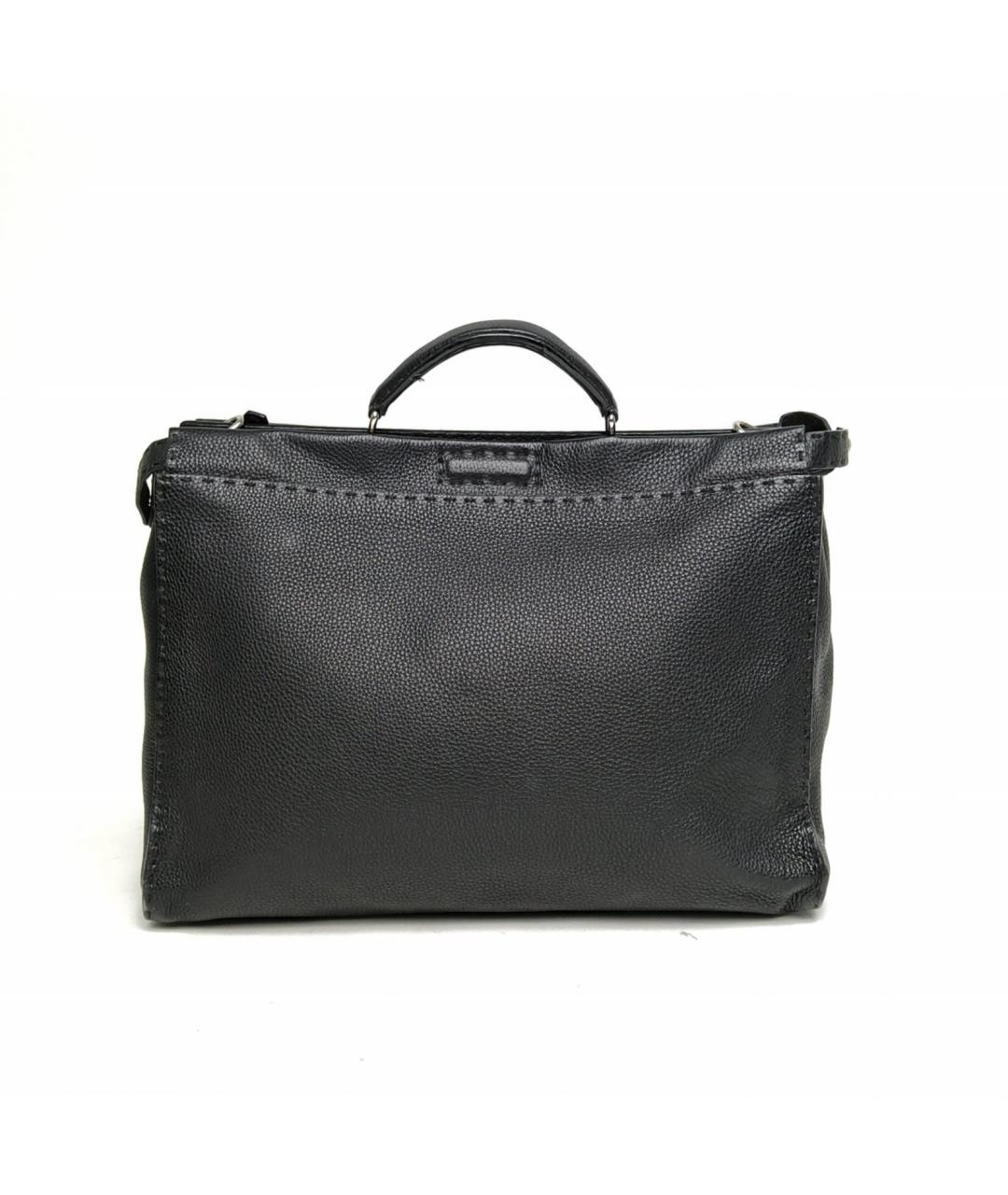 FENDI Черная кожаная сумка тоут, фото 2