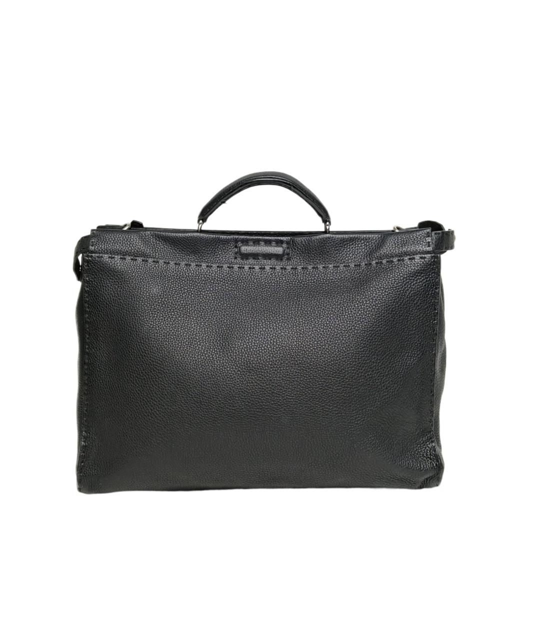 FENDI Черная кожаная сумка тоут, фото 1