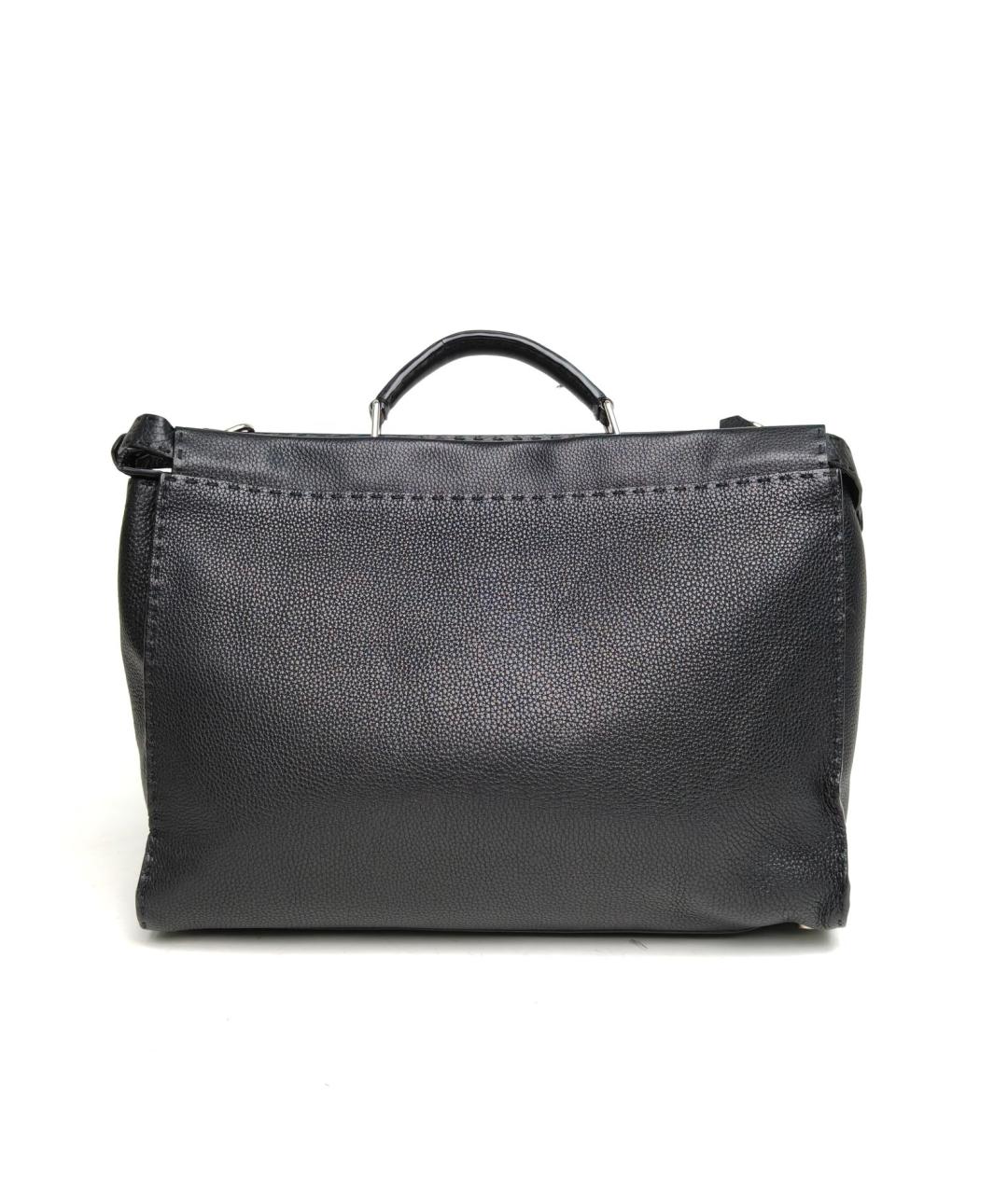 FENDI Черная кожаная сумка тоут, фото 4