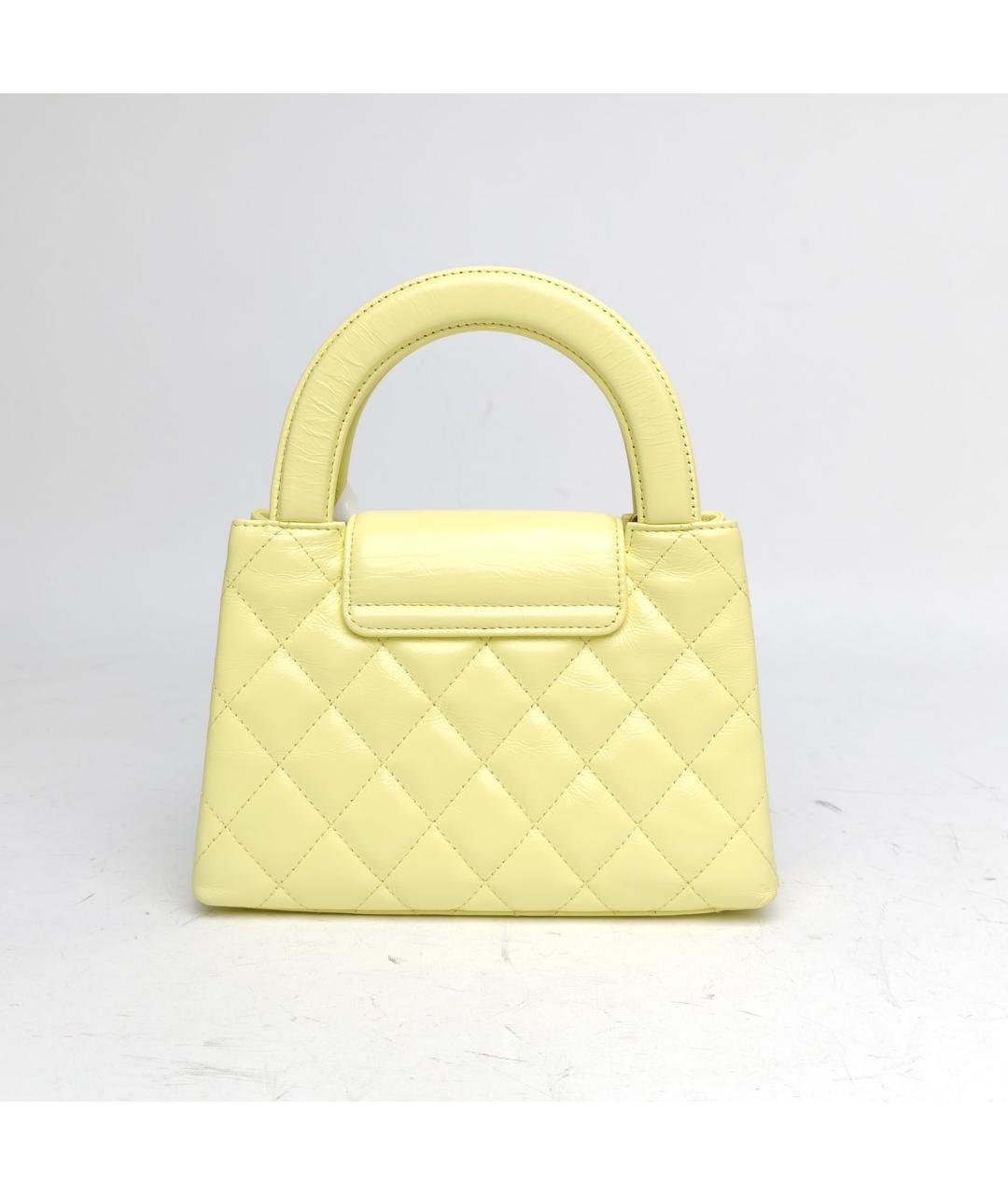 CHANEL Желтая кожаная сумка с короткими ручками, фото 7