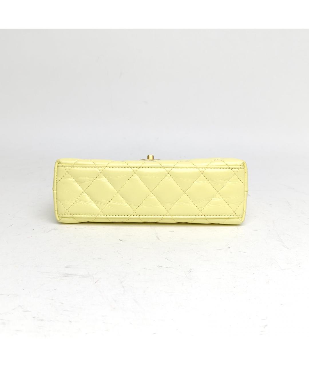 CHANEL Желтая кожаная сумка с короткими ручками, фото 9