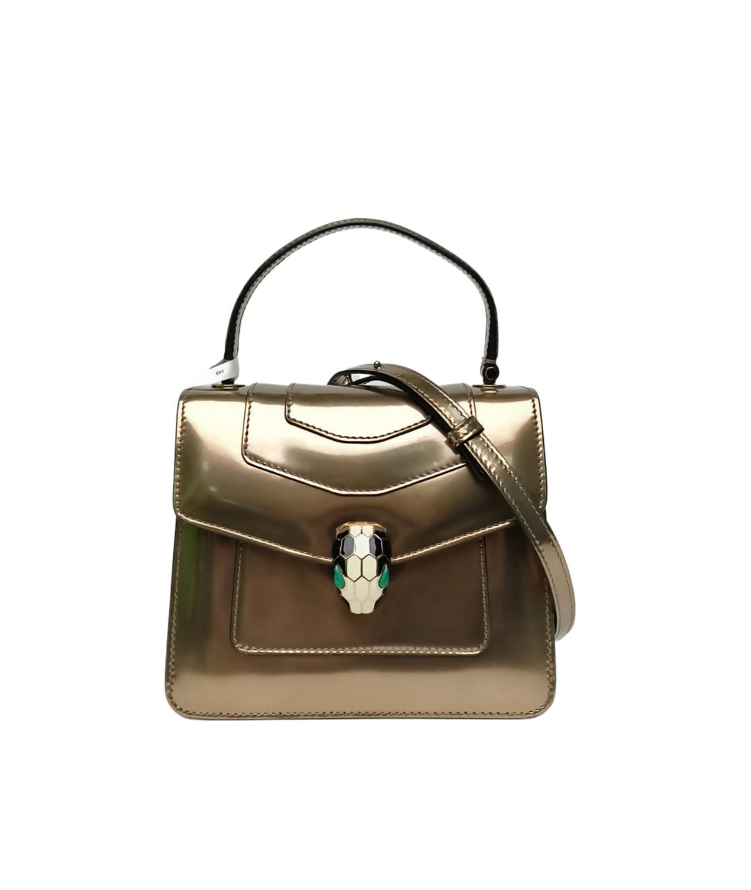 BVLGARI Золотая сумка с короткими ручками из лакированной кожи, фото 1