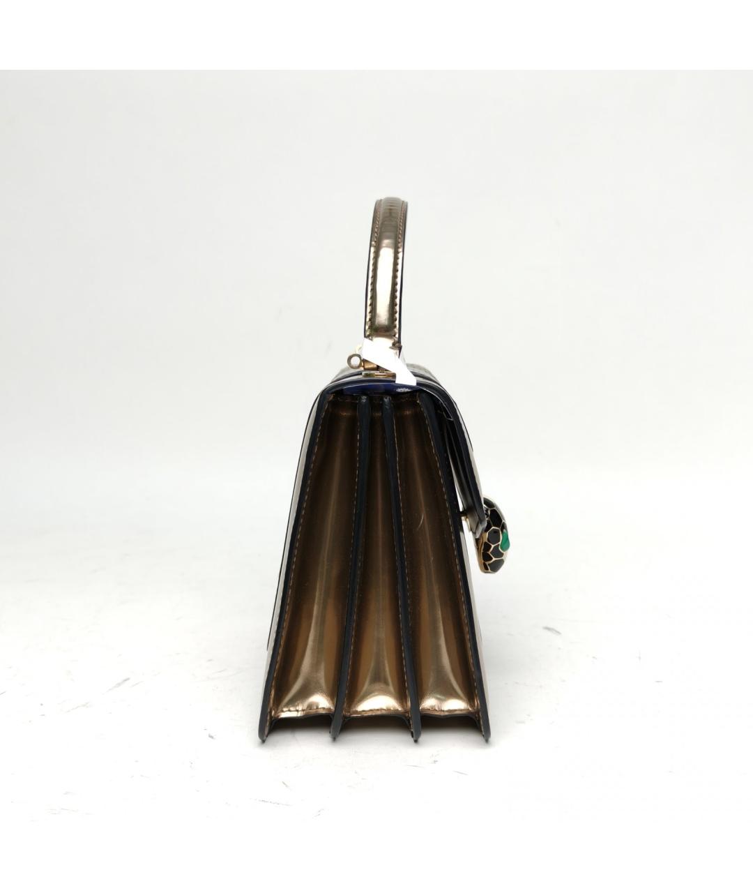BVLGARI Золотая сумка с короткими ручками из лакированной кожи, фото 5