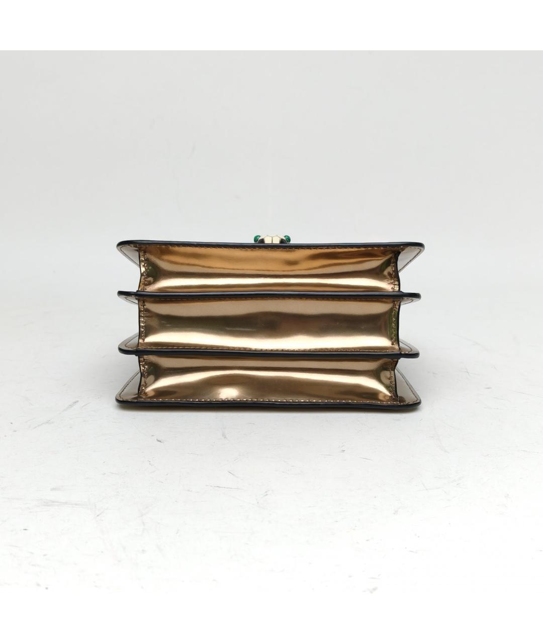 BVLGARI Золотая сумка с короткими ручками из лакированной кожи, фото 6