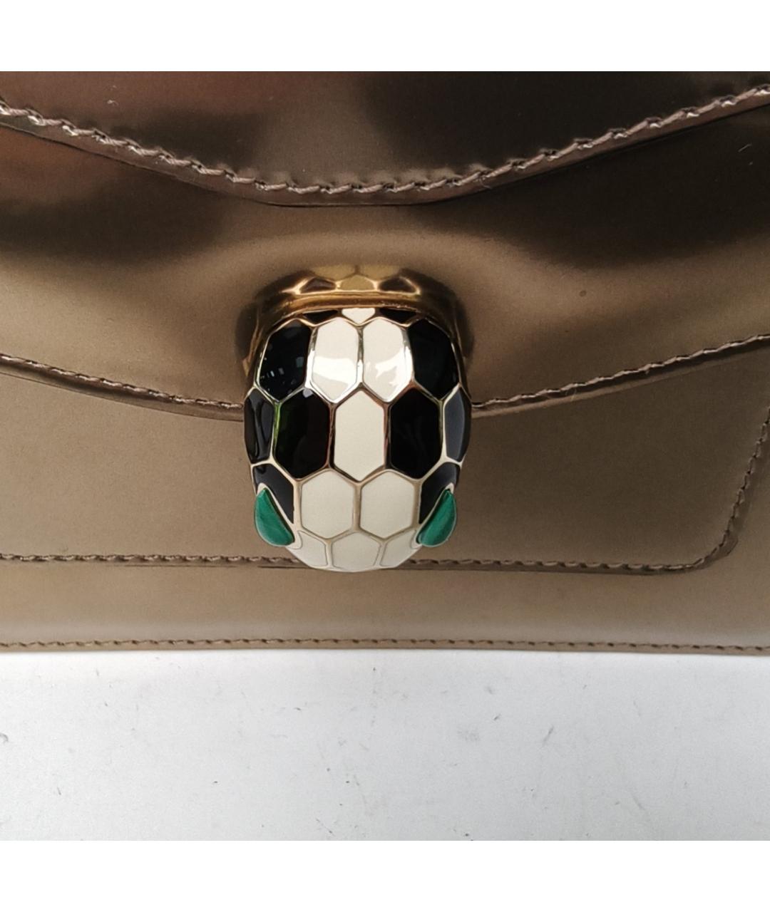 BVLGARI Золотая сумка с короткими ручками из лакированной кожи, фото 7