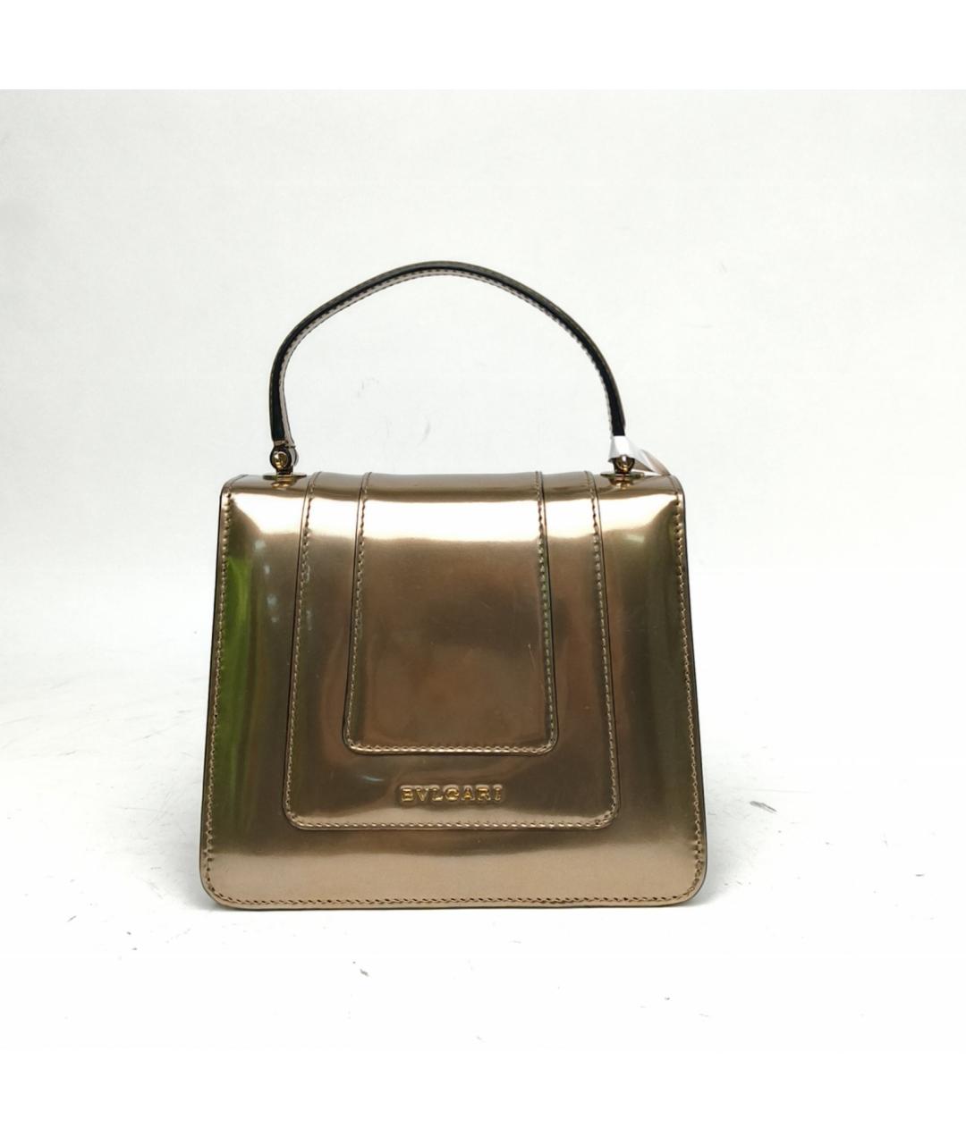 BVLGARI Золотая сумка с короткими ручками из лакированной кожи, фото 4
