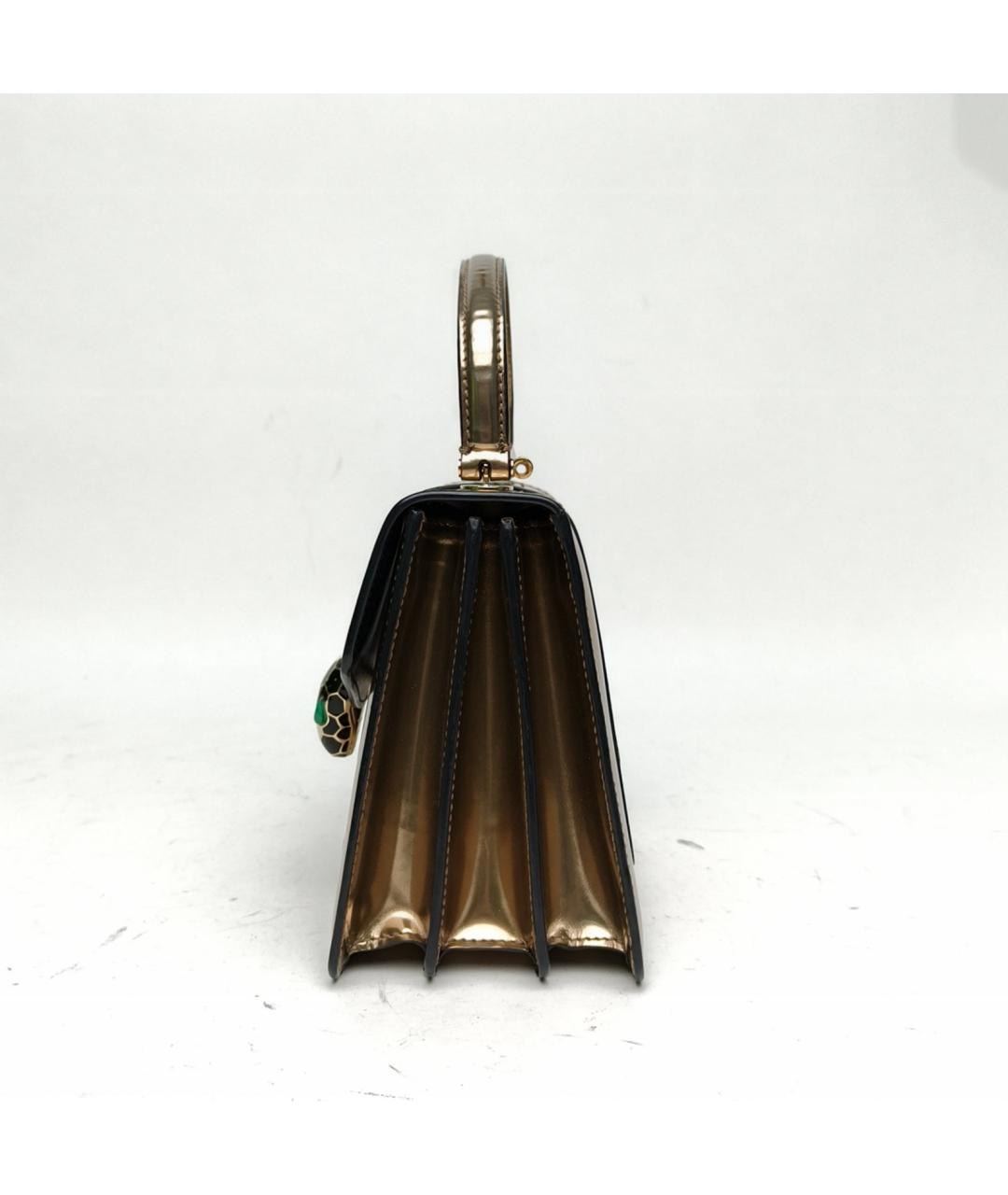 BVLGARI Золотая сумка с короткими ручками из лакированной кожи, фото 3