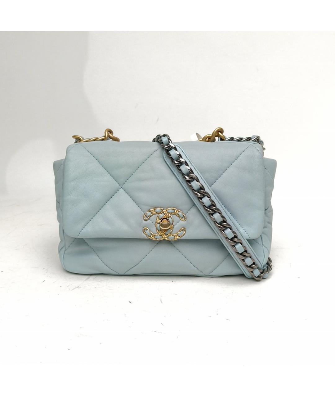 CHANEL Голубая кожаная сумка через плечо, фото 2