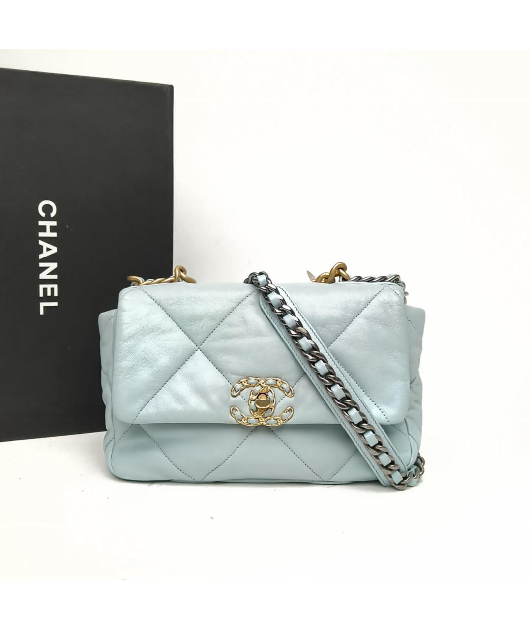 CHANEL Голубая кожаная сумка через плечо, фото 9