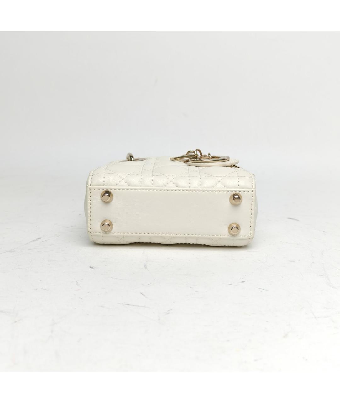CHRISTIAN DIOR Белая кожаная сумка с короткими ручками, фото 6