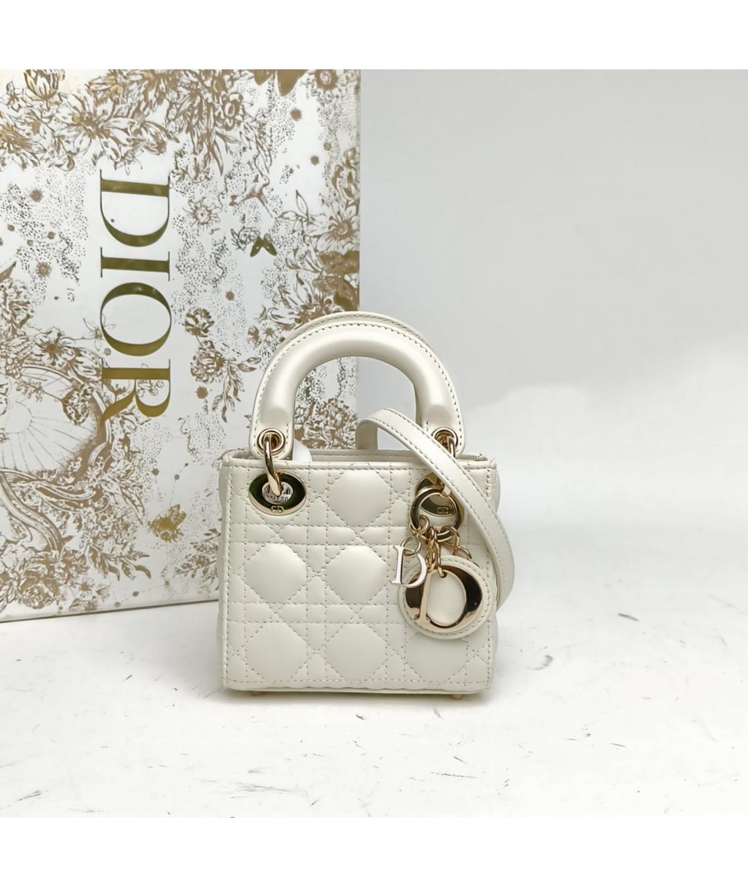 CHRISTIAN DIOR Белая кожаная сумка с короткими ручками, фото 9