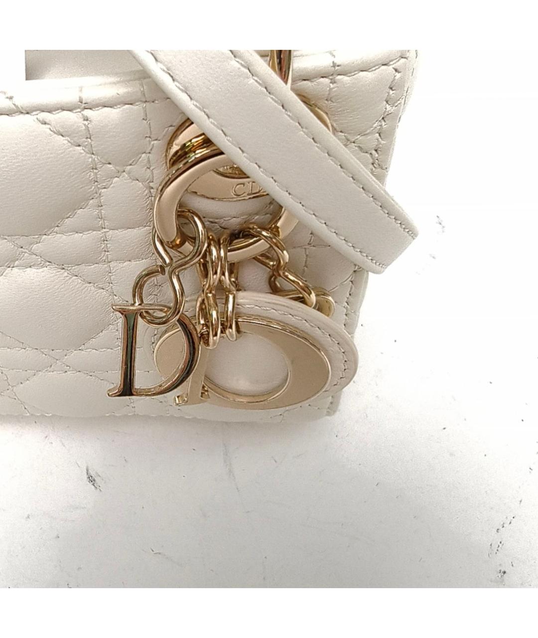 CHRISTIAN DIOR Белая кожаная сумка с короткими ручками, фото 8