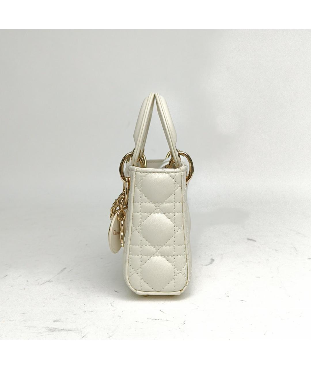 CHRISTIAN DIOR Белая кожаная сумка с короткими ручками, фото 3