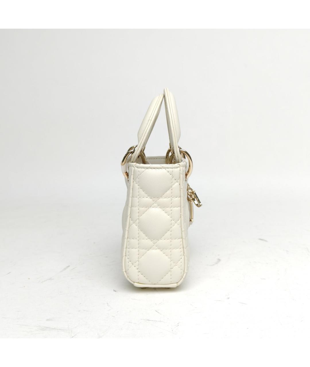 CHRISTIAN DIOR Белая кожаная сумка с короткими ручками, фото 5