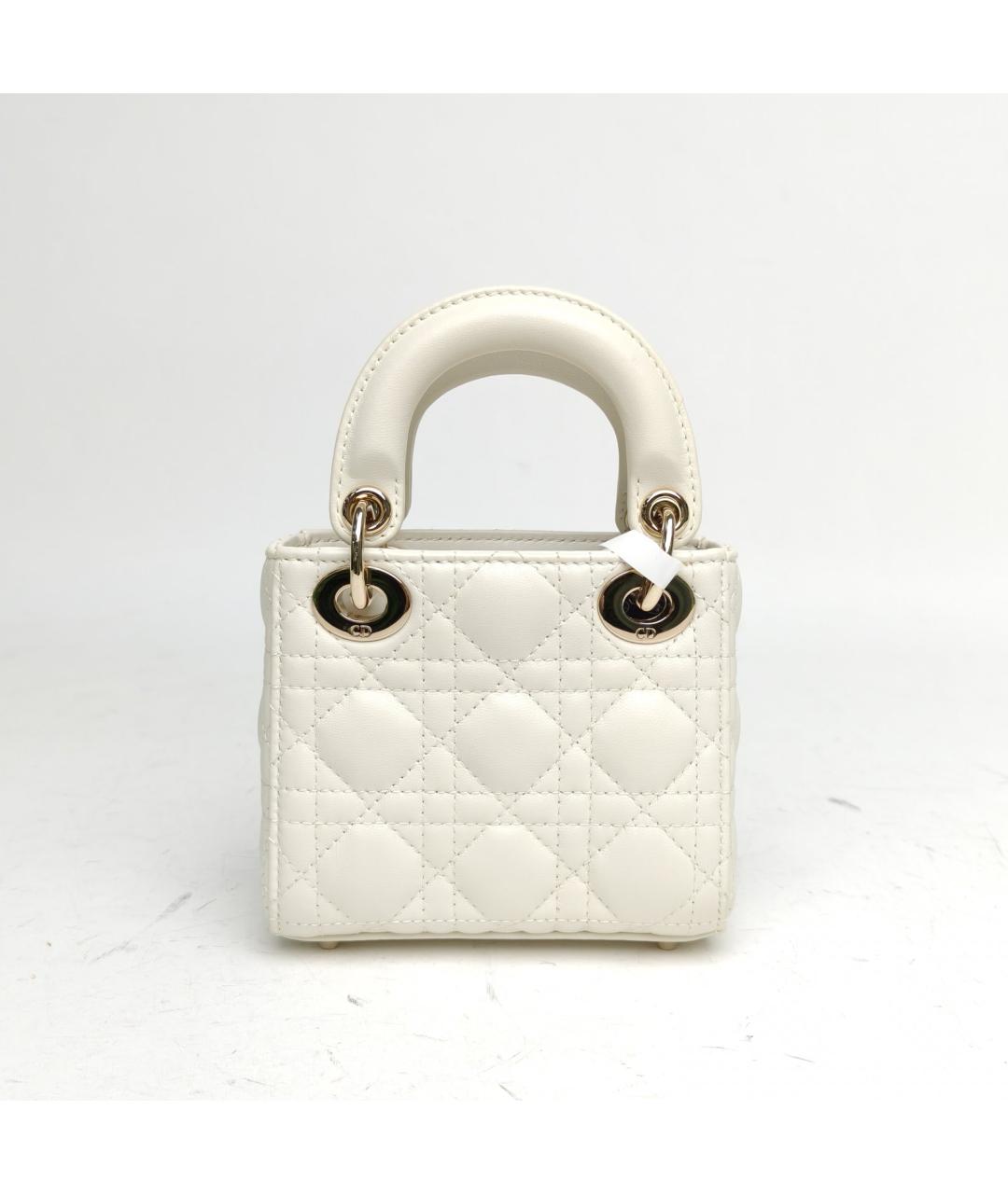 CHRISTIAN DIOR Белая кожаная сумка с короткими ручками, фото 4