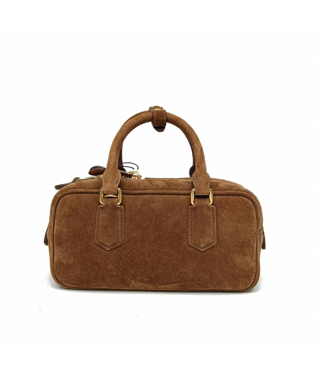 MIU MIU Коричневая замшевая сумка с короткими ручками, фото 4