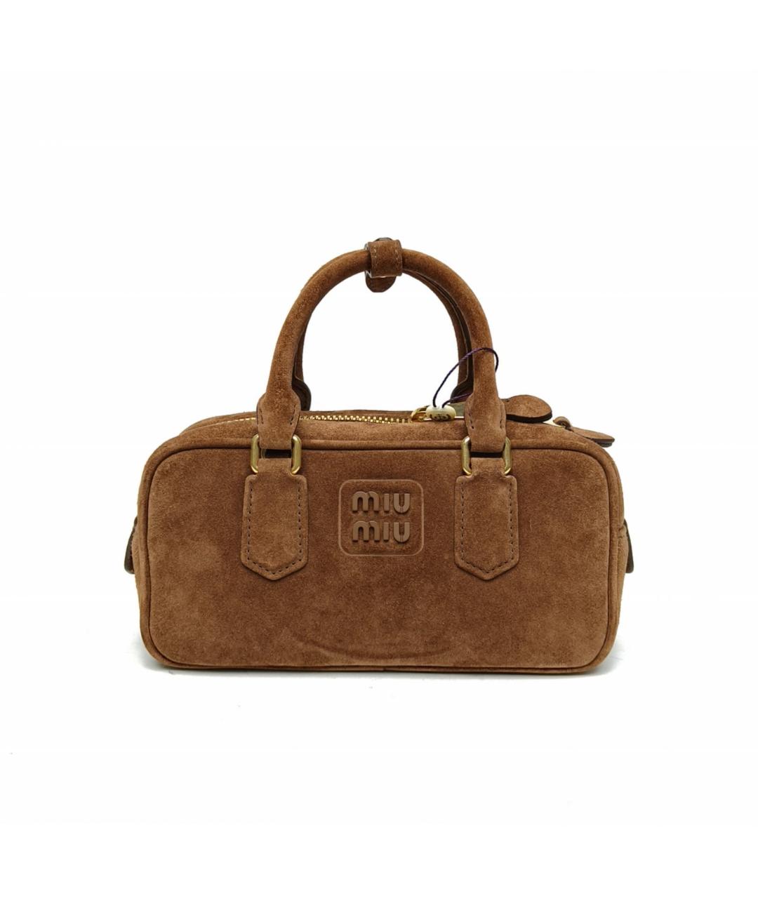 MIU MIU Коричневая замшевая сумка с короткими ручками, фото 2
