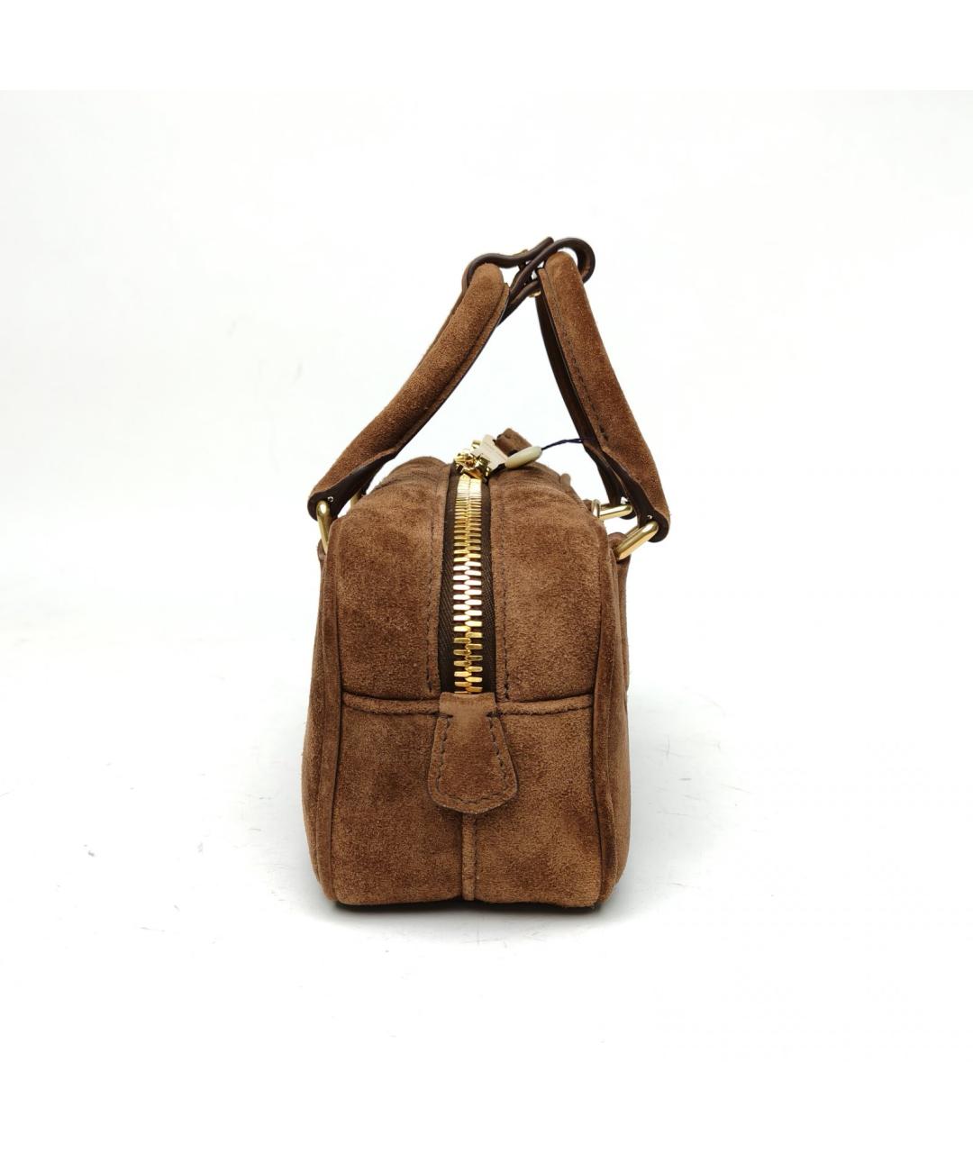 MIU MIU Коричневая замшевая сумка с короткими ручками, фото 5