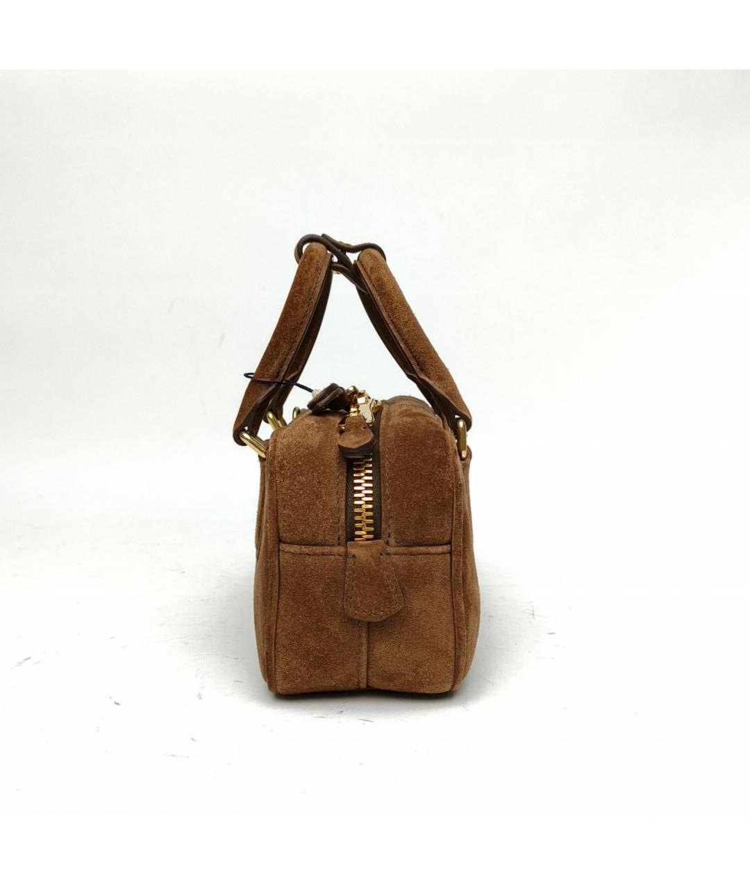 MIU MIU Коричневая замшевая сумка с короткими ручками, фото 3