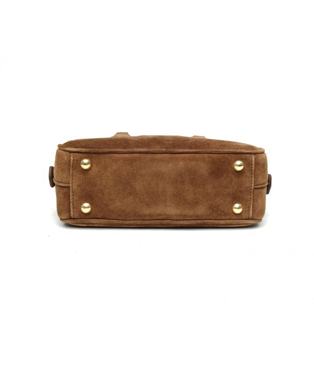 MIU MIU Коричневая замшевая сумка с короткими ручками, фото 6