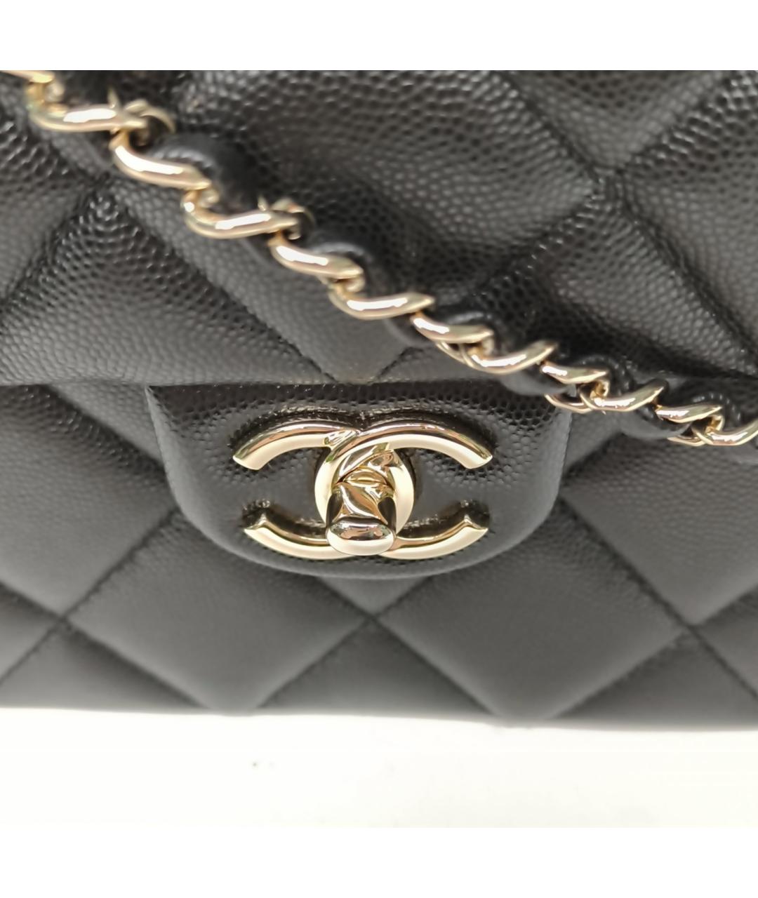 CHANEL Черная кожаная сумка с короткими ручками, фото 8