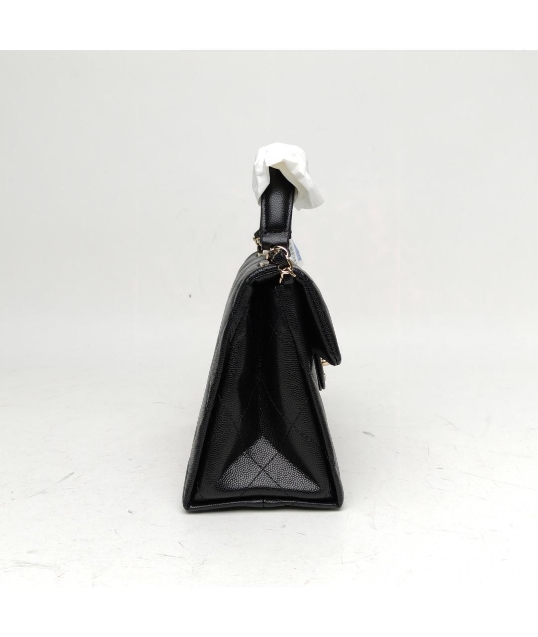 CHANEL Черная кожаная сумка с короткими ручками, фото 5