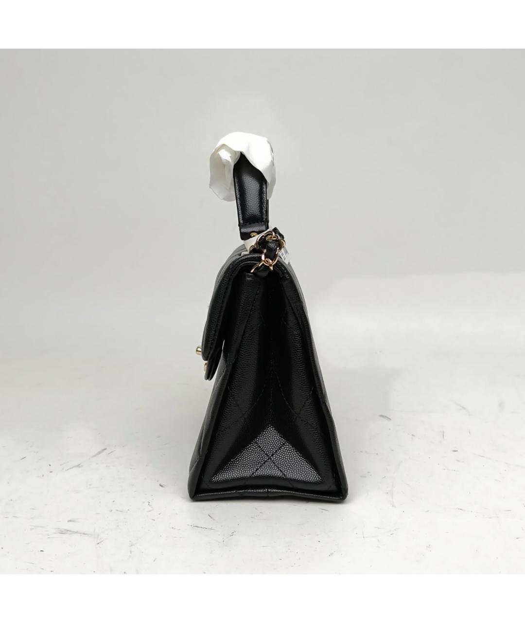 CHANEL Черная кожаная сумка с короткими ручками, фото 3