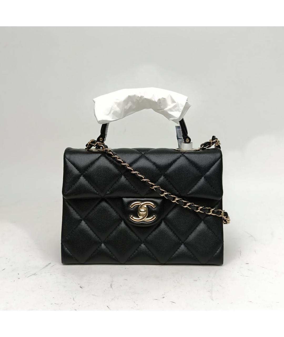 CHANEL Черная кожаная сумка с короткими ручками, фото 2