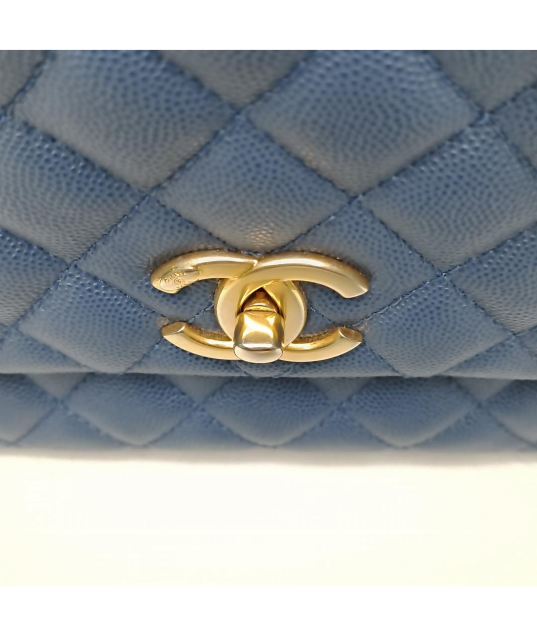 CHANEL Синяя кожаная сумка с короткими ручками, фото 4