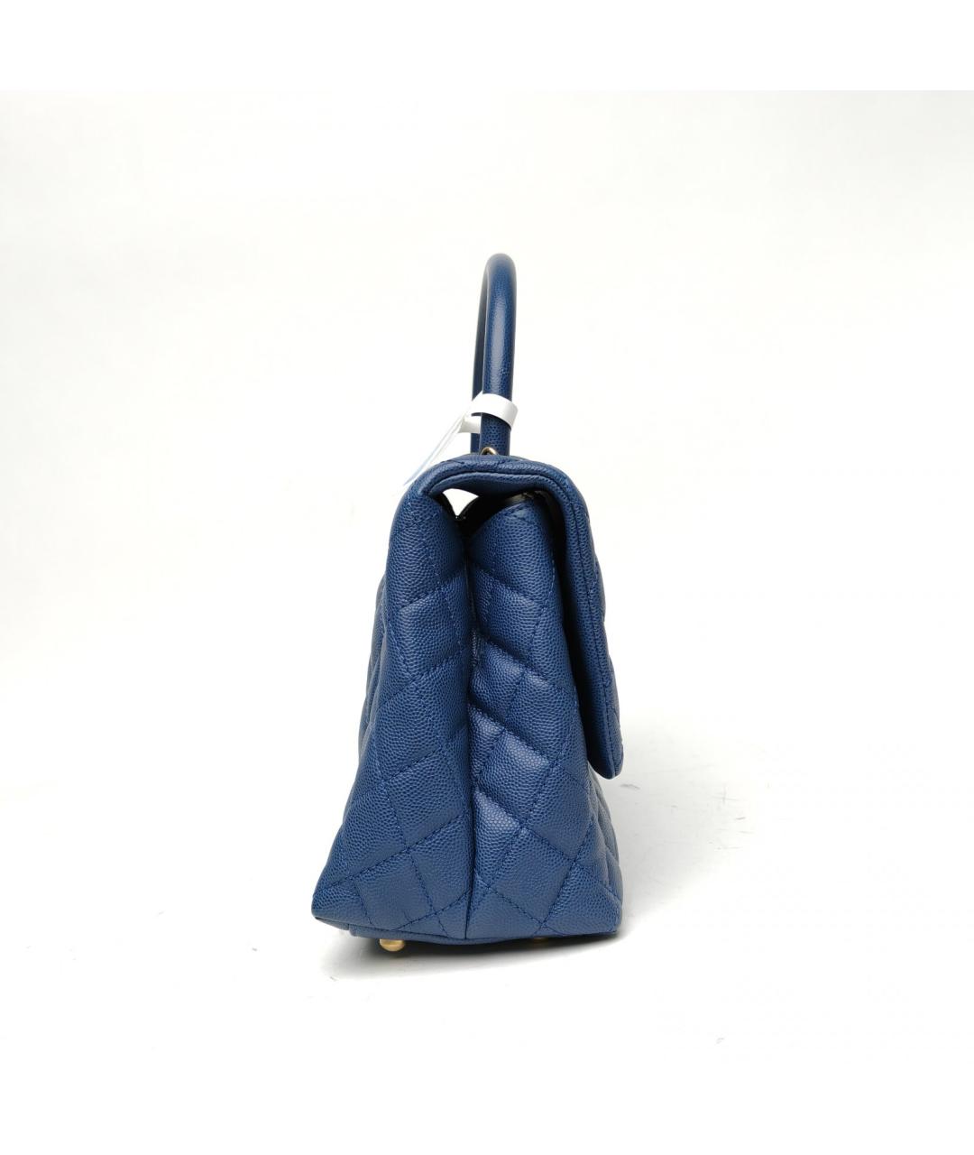 CHANEL Синяя кожаная сумка с короткими ручками, фото 2