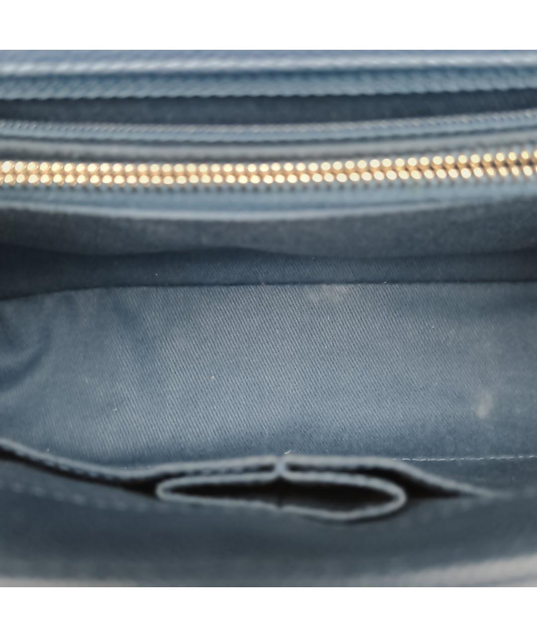 CHANEL Синяя кожаная сумка с короткими ручками, фото 5