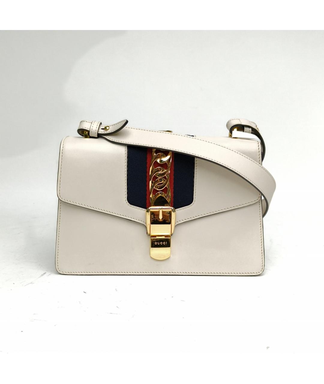 GUCCI Белая кожаная сумка через плечо, фото 2