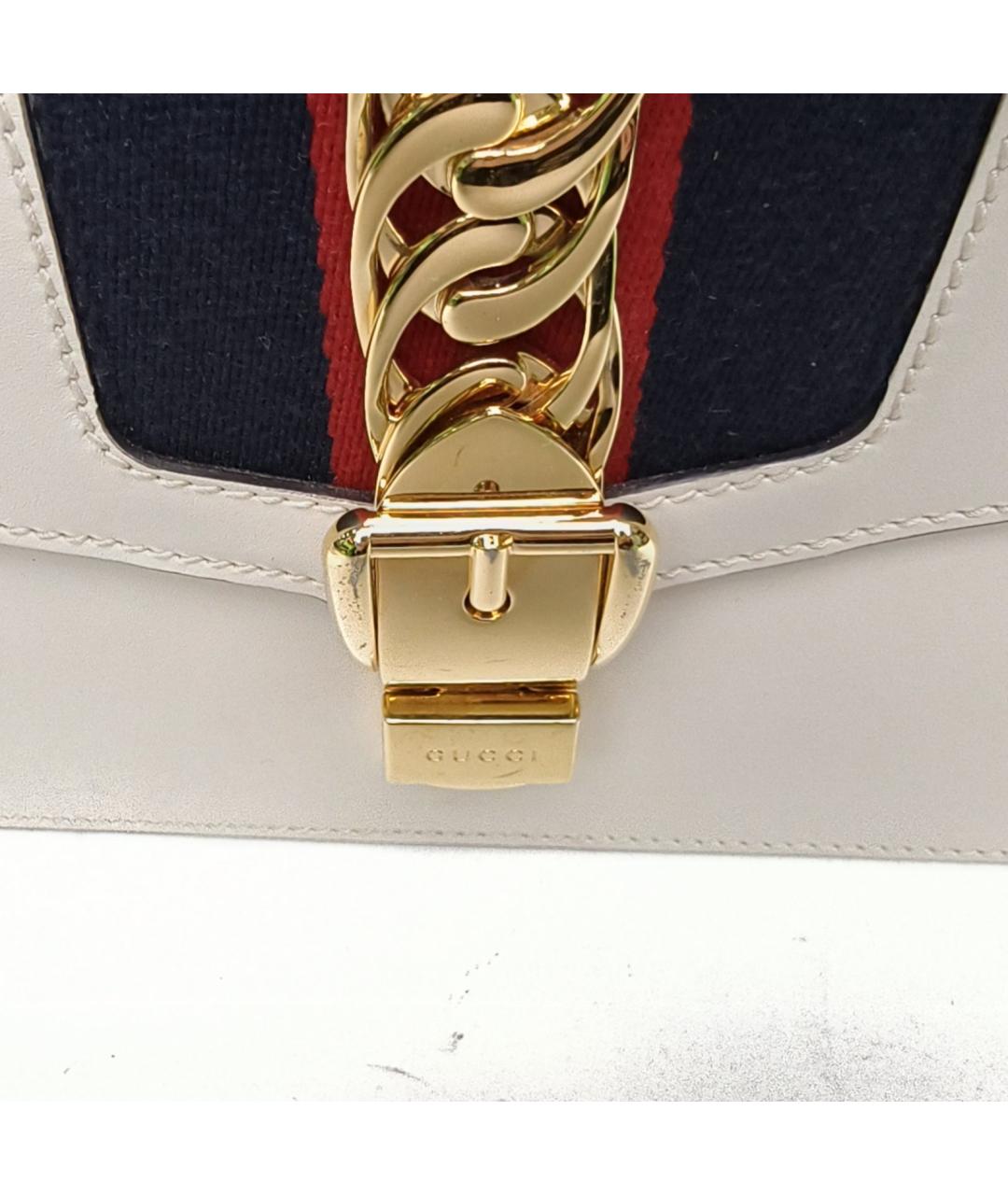 GUCCI Белая кожаная сумка через плечо, фото 7