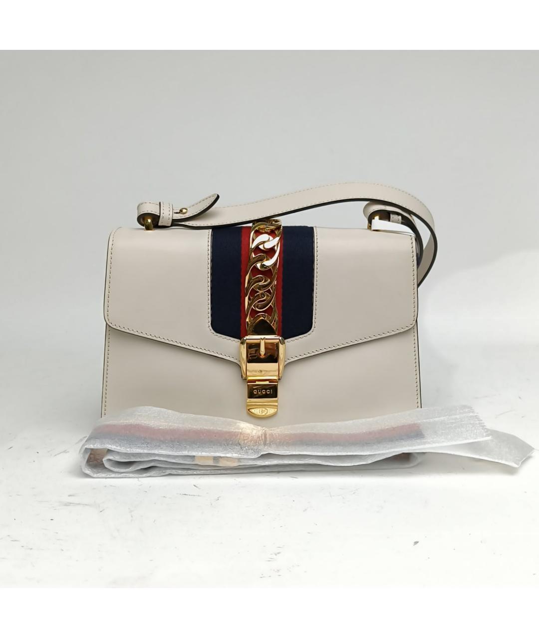 GUCCI Белая кожаная сумка через плечо, фото 9