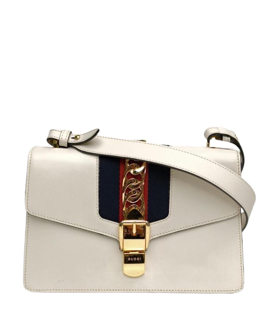 GUCCI Белая кожаная сумка через плечо, фото 1