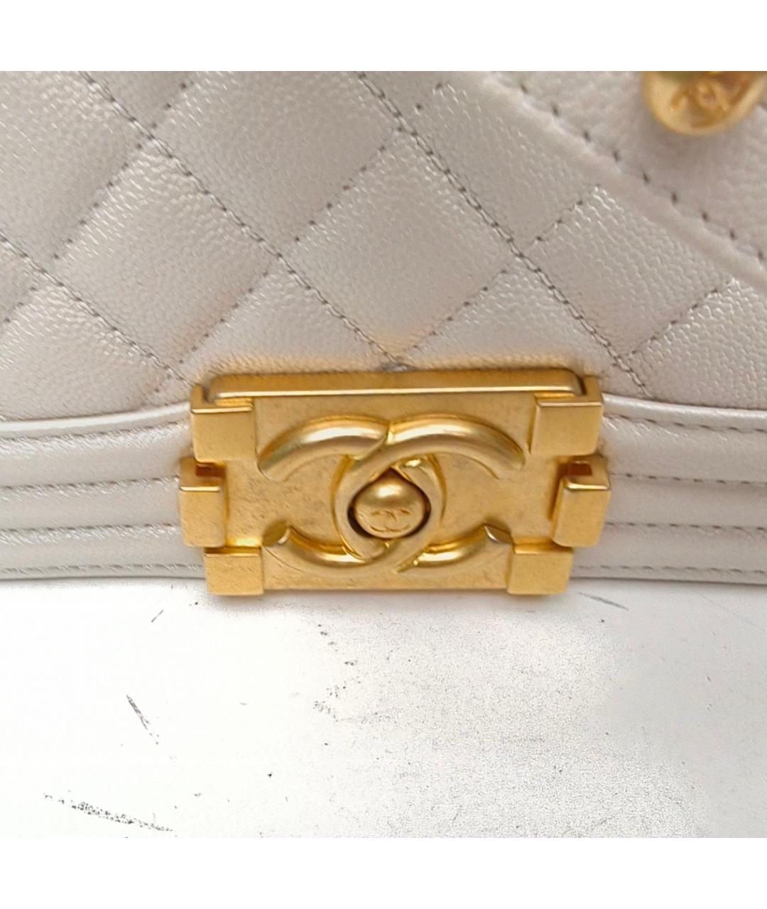 CHANEL Белая кожаная сумка через плечо, фото 8