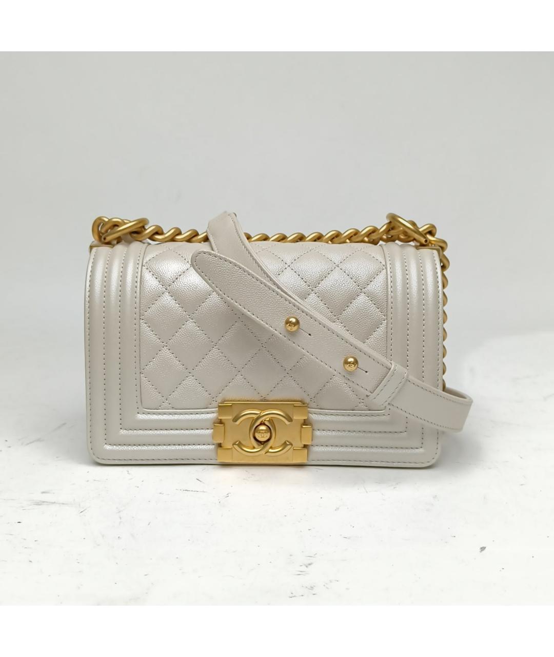 CHANEL Белая кожаная сумка через плечо, фото 2