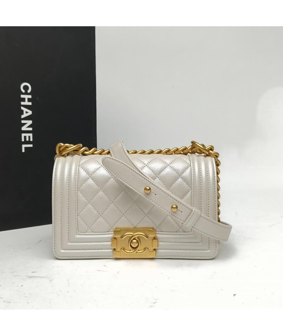 CHANEL Белая кожаная сумка через плечо, фото 9