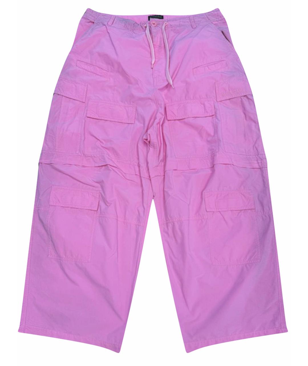 BALENCIAGA Розовые хлопковые брюки широкие, фото 1