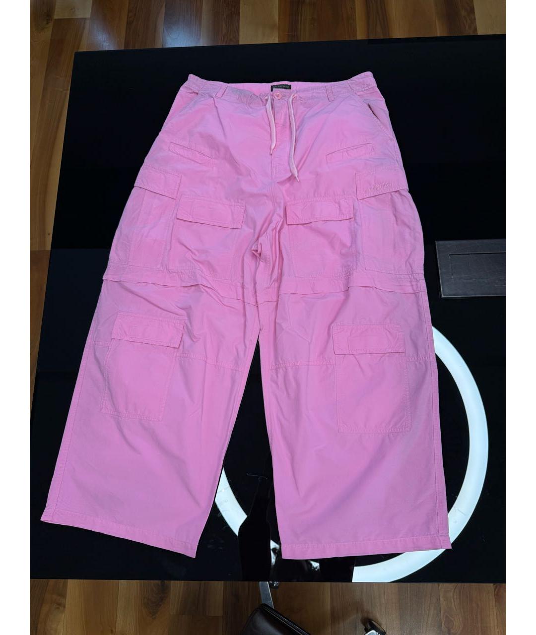 BALENCIAGA Розовые хлопковые брюки широкие, фото 5