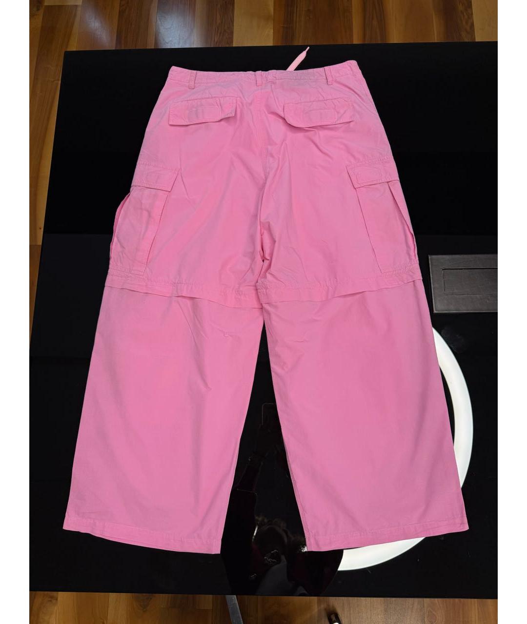 BALENCIAGA Розовые хлопковые брюки широкие, фото 2