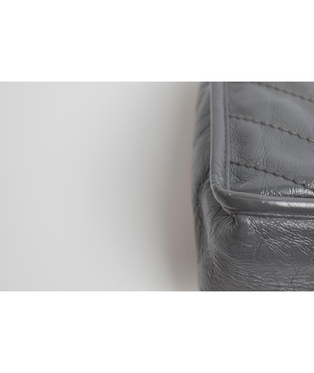 SAINT LAURENT Серая кожаная сумка через плечо, фото 9