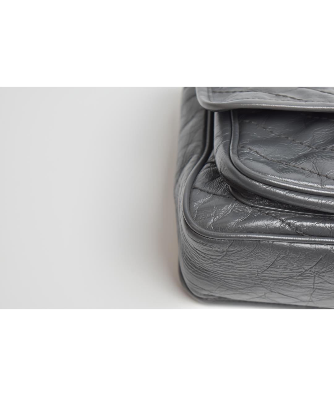 SAINT LAURENT Серая кожаная сумка через плечо, фото 6