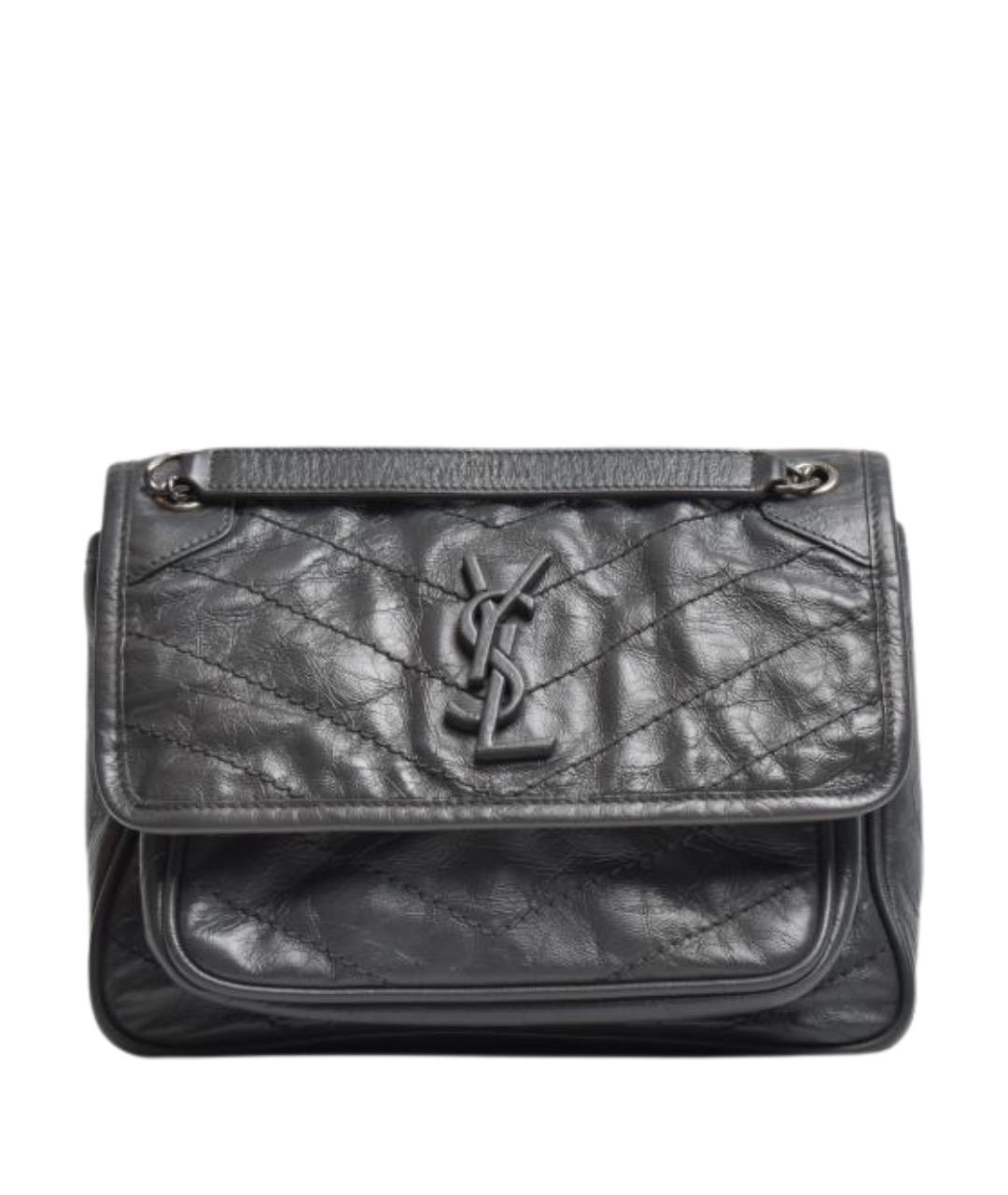 SAINT LAURENT Серая кожаная сумка через плечо, фото 1