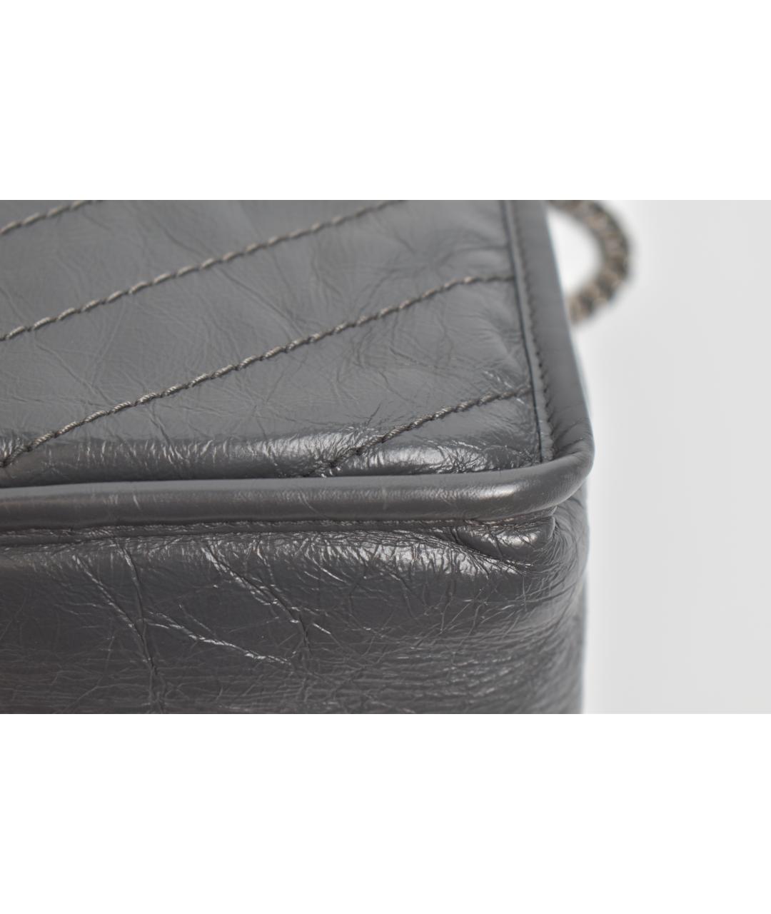 SAINT LAURENT Серая кожаная сумка через плечо, фото 8