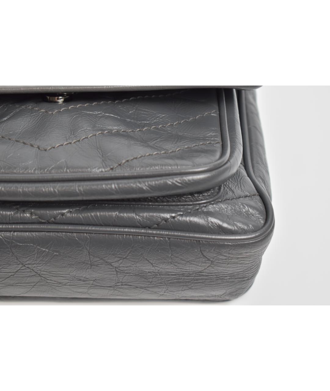 SAINT LAURENT Серая кожаная сумка через плечо, фото 7