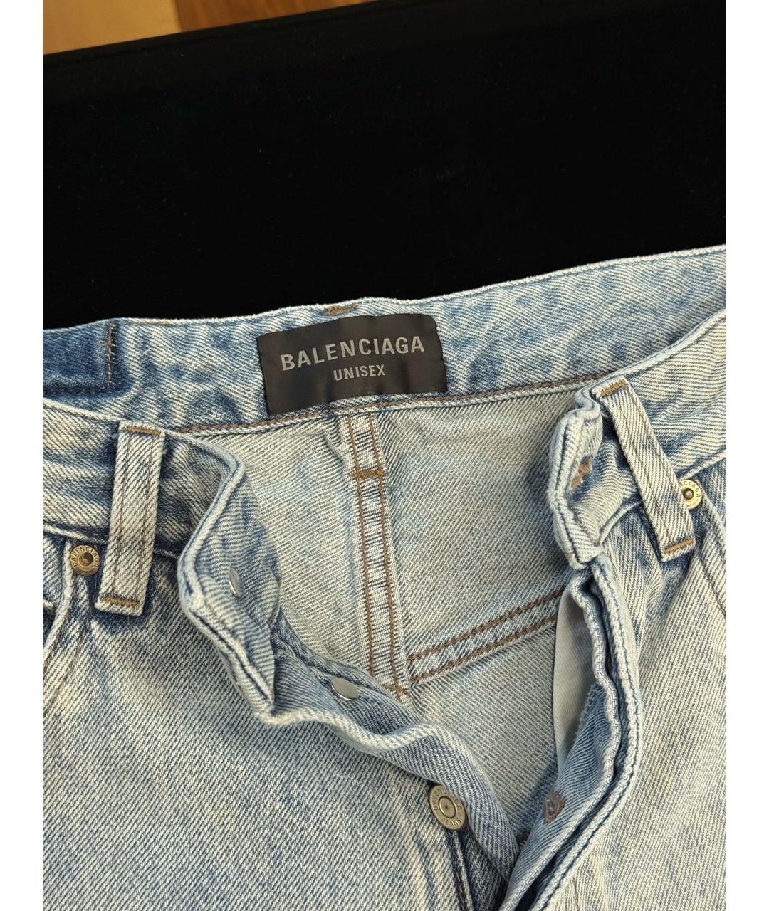 BALENCIAGA Голубые хлопковые прямые джинсы, фото 3