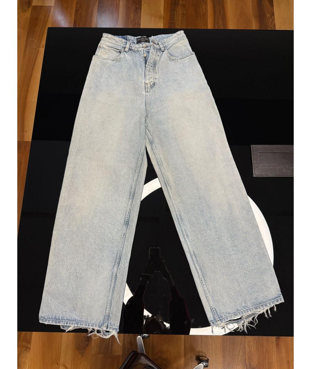 BALENCIAGA Голубые хлопковые прямые джинсы, фото 6